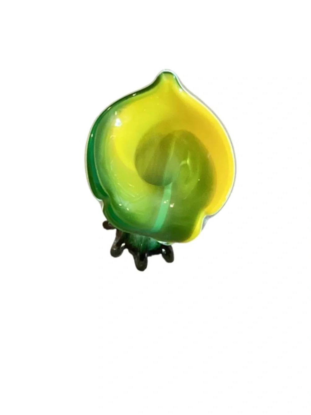 Pier 1 Green and Yellow Art Glass Calla Lily Cascade Vase